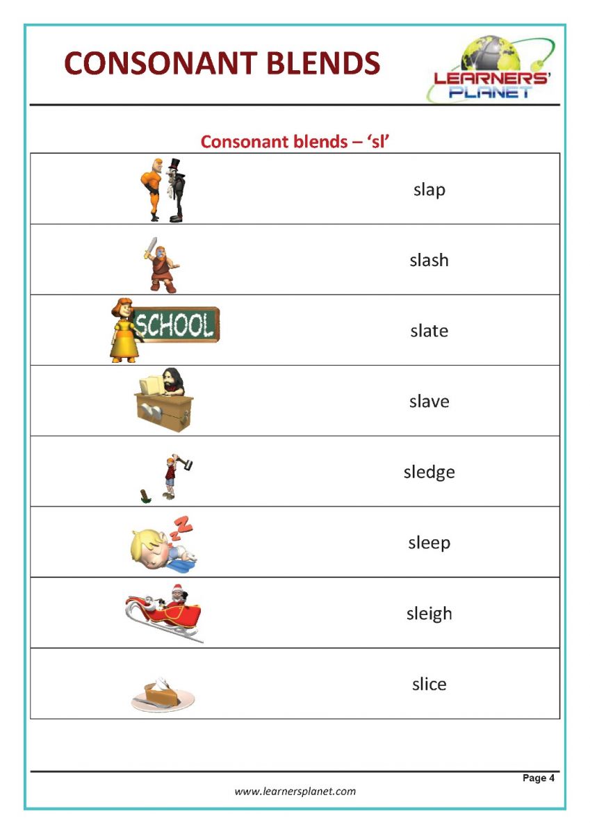 Consonant blends phonics worksheets